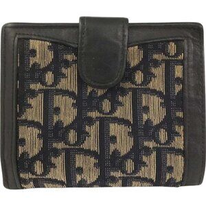 (L1) Authentic Christian Dior Wallet Oblique Trotter Beige PVC Luxury Vintage De
